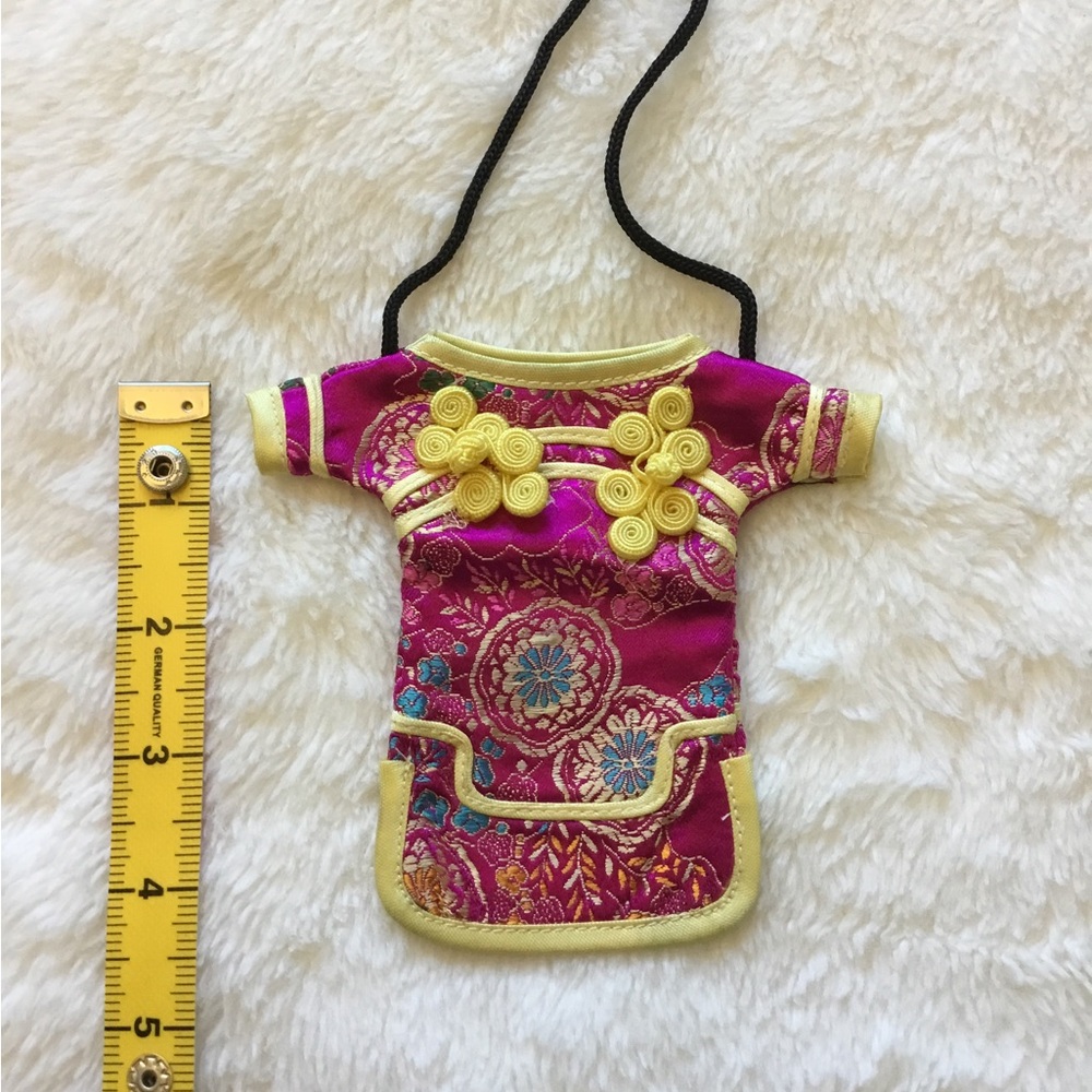 Chinese Qipao Dress Fuchsia /Gold Brocade Crossbody Mini Bag - Picture 13 of 14